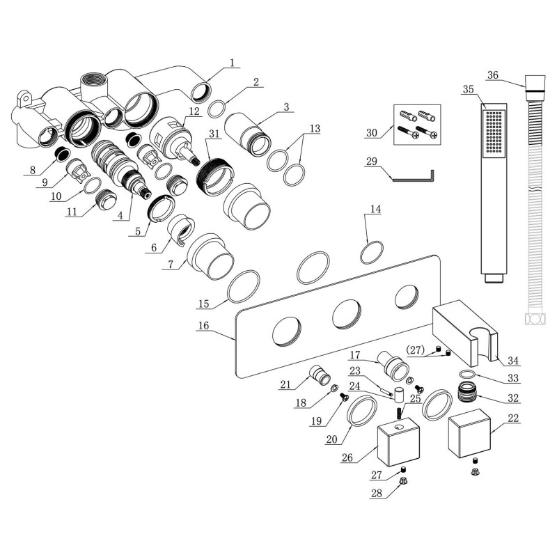 Oviedo Thermostatic Shower Valve with Handset - Two Outlet