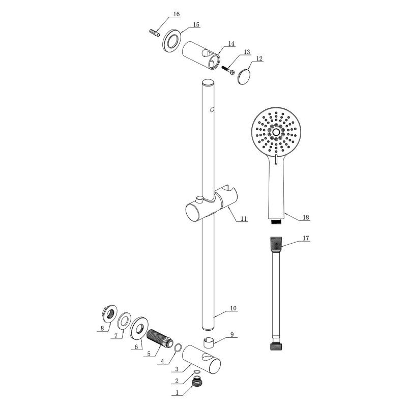 Round Premium Slider Rail Kit With Elbow & 3 Mode Handset