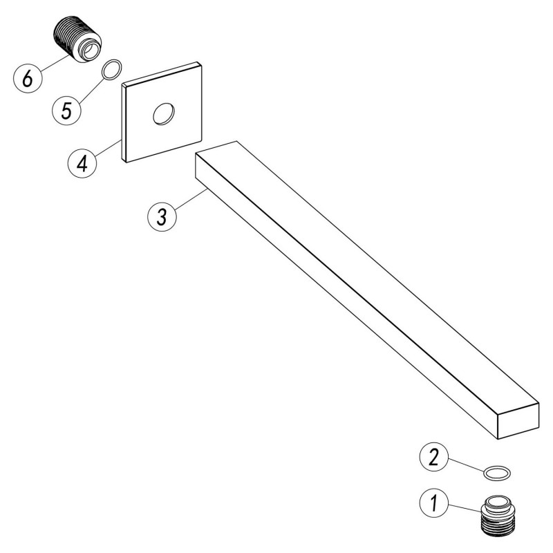 Square Shower Arm 300mm - Chrome