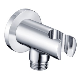 Chrome Round Wall Mounted Shower Outlet Elbow & Parking Bracket