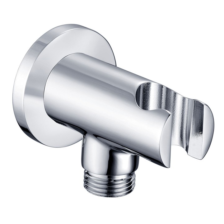 Chrome Round Wall Mounted Shower Outlet Elbow & Parking Bracket