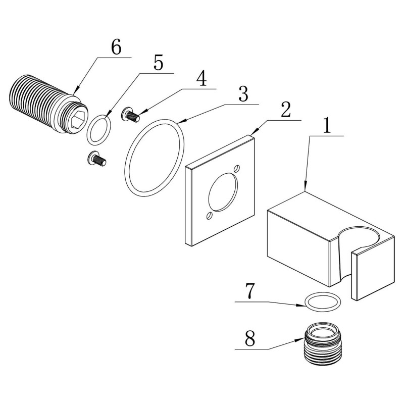 Handset Wall Bracket With Wall Outlet - Square