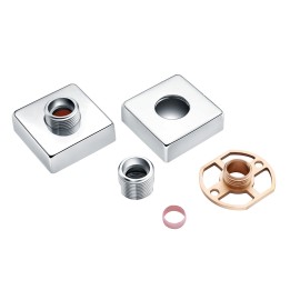 Universal Exposed Shower Valve Fast Fitting Kit with Square Chrome Covers (Supplied as Pair)