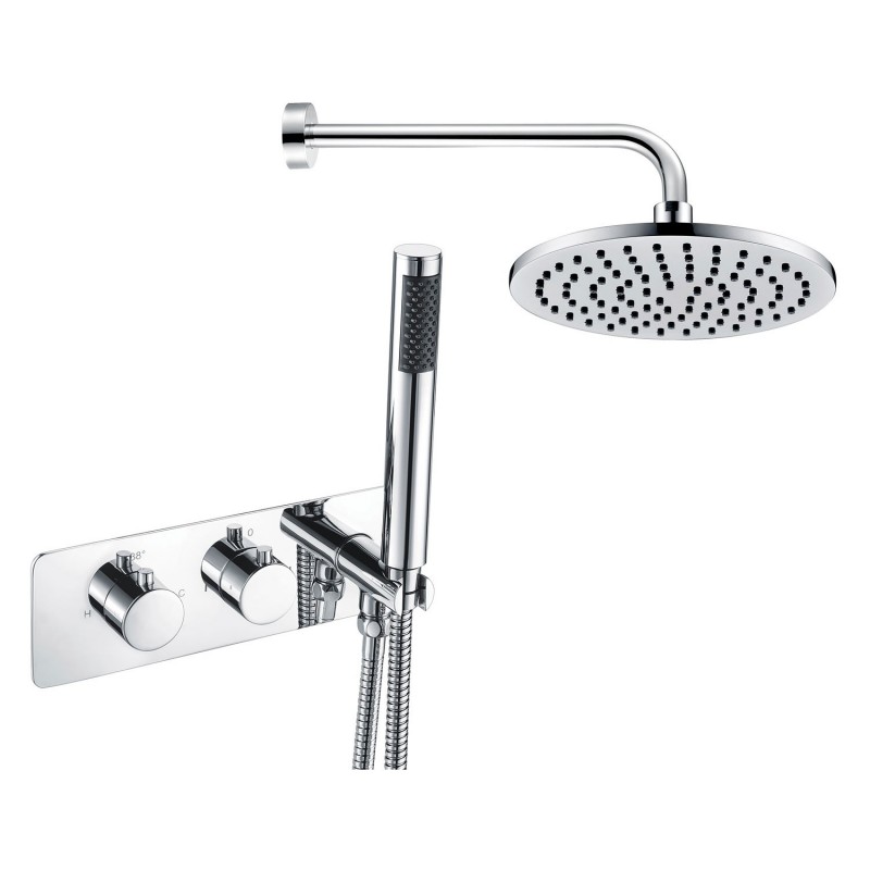 Burgos Shower Pack One - Twin Two Outlet With Handset & ABS Overhead