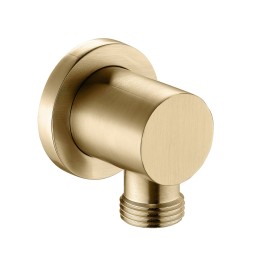 Brushed Brass Round Wall Mounted Shower Outlet Elbow