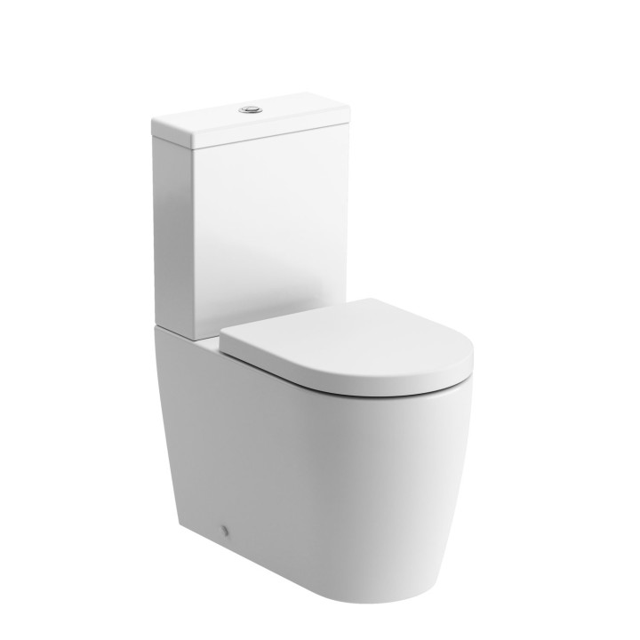 Milan Rimless Closed Coupled Flush to Wall Toilet & Soft Close Seat