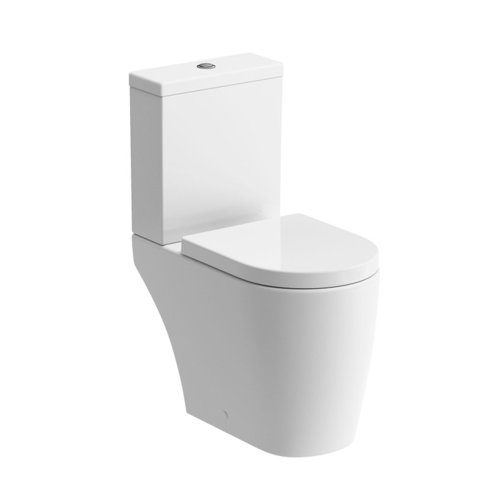 Milan Rimless Closed Coupled Open Back Toilet & Soft Close Seat