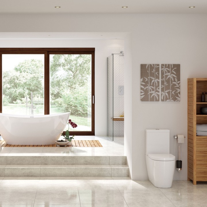 Milan Rimless Closed Coupled Open Back Toilet & Soft Close Seat