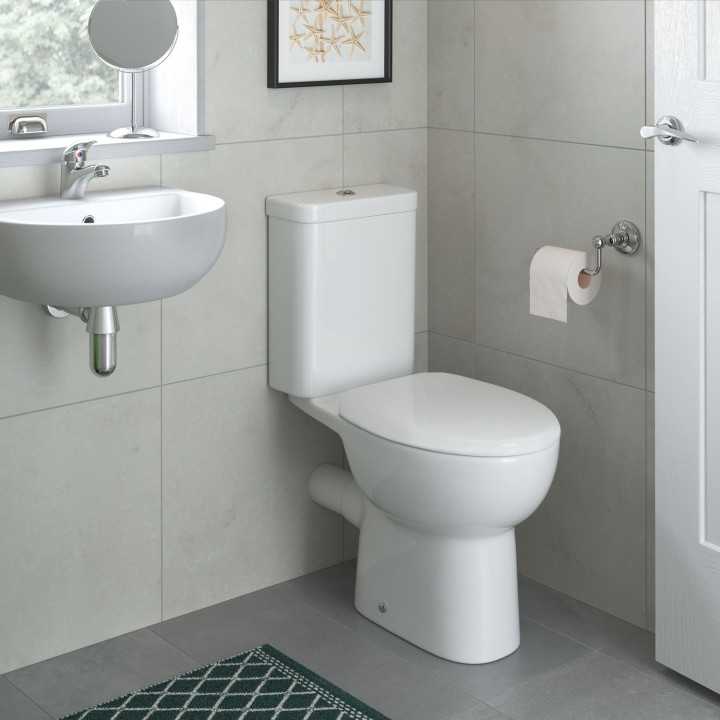 Varese Closed Coupled Open Back Toilet & Soft Close Seat