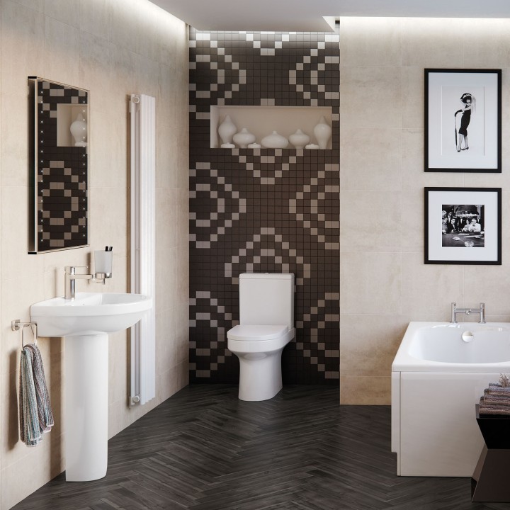 Palermo Closed Coupled Comfort Height Open Back Toilet & Soft Close Seat