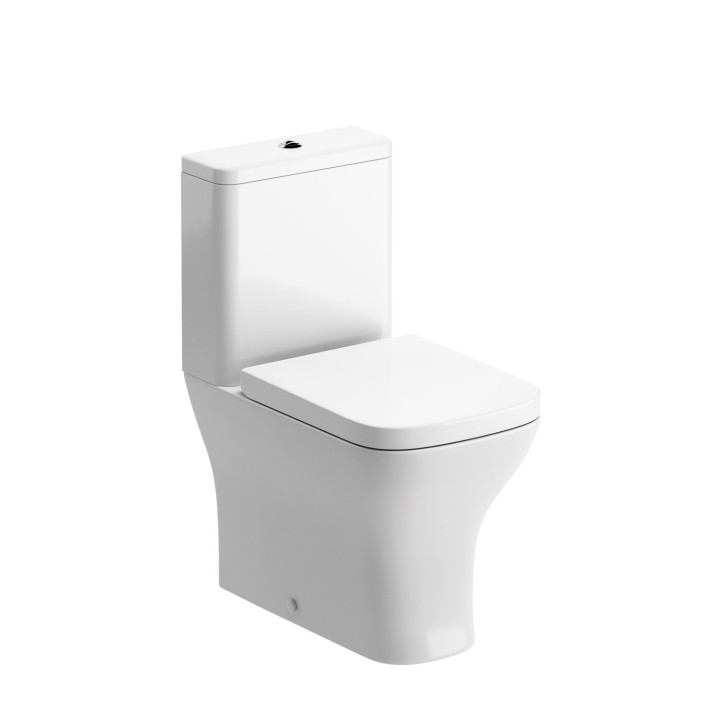 Parma Closed Coupled Flush to Wall Toilet & Wrapover Soft Close Seat