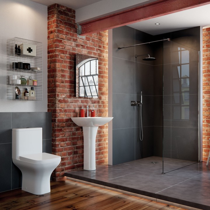Parma Closed Coupled Flush to Wall Toilet & Wrapover Soft Close Seat