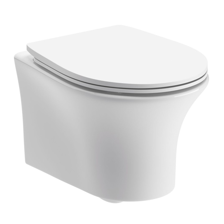 Salerno Rimless Wall Hung Toilet & Slimline Soft Close Seat