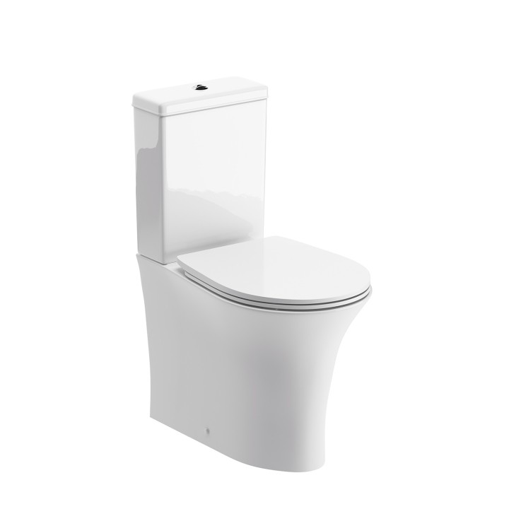 Salerno Rimless Closed Coupled Flush to Wall Toilet & Soft Close Seat