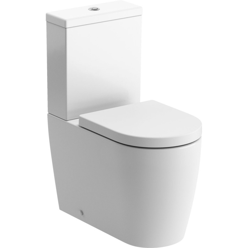 Milan Rimless Closed Coupled Fully Shrouded Comfort Height WC & Soft Close Seat