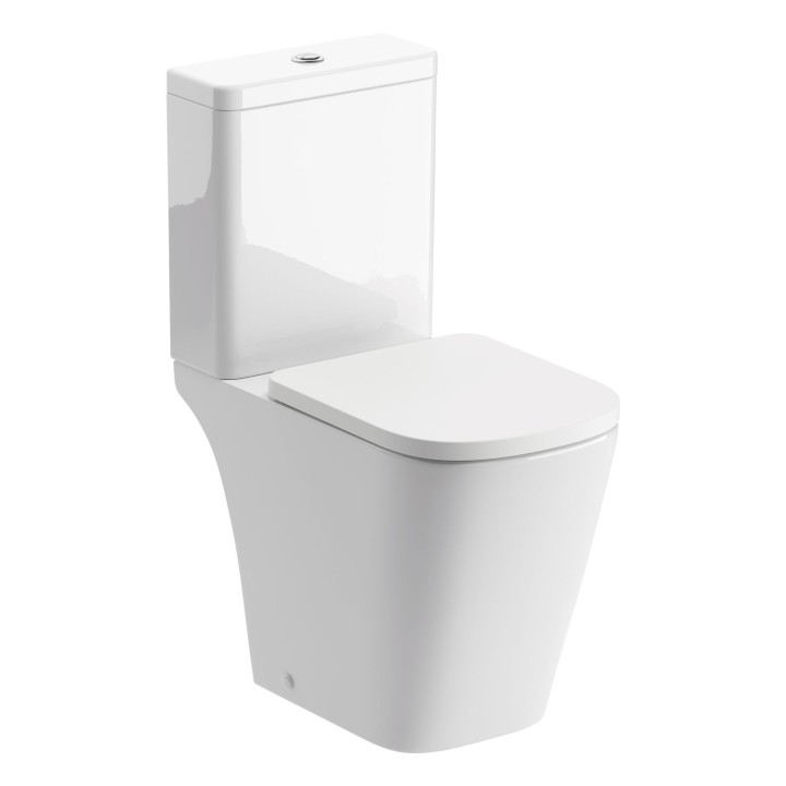 Messina Rimless Close Coupled Compact Short Projection Open Back Toilet & Seat
