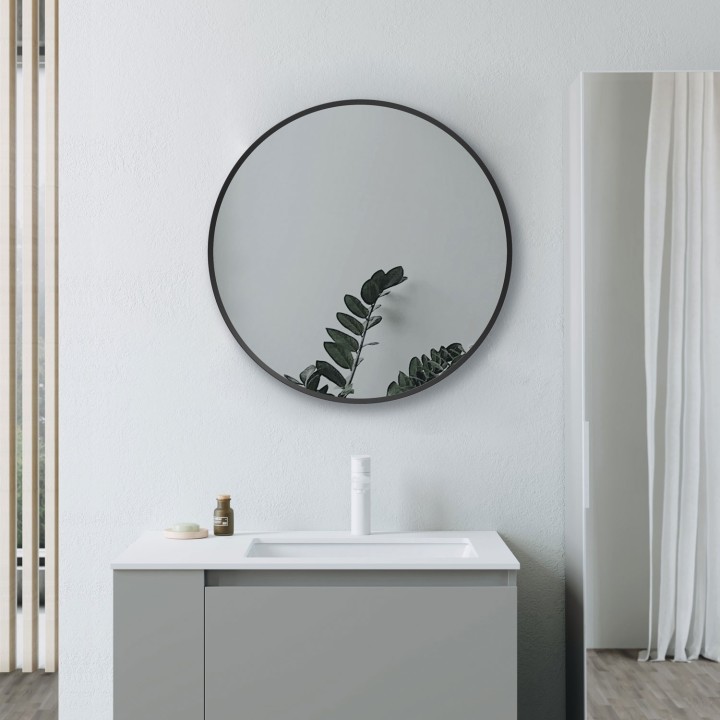 Virginia Round Bathroom Mirrors - Matt Black - Insitu
