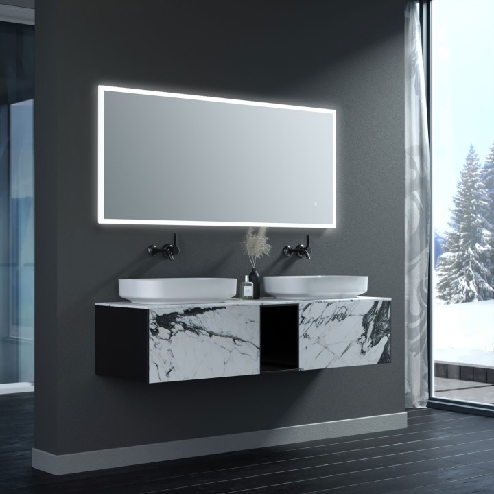 Hawaii Rectangle Surround-Lit LED Bathroom Mirrors (Rotatable) - 2 Sizes