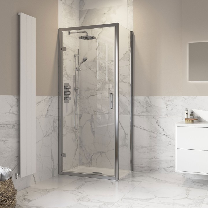 Lowri Chrome 8mm Hinged Shower Doors 760mm to 900mm (w) - 3 Sizes