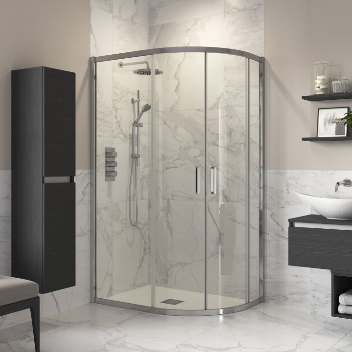 Lowri Chrome 8mm 2 Door Offset Quadrant Enclosures - 2 Sizes