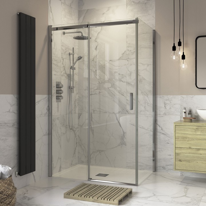 Lowri Chrome 8mm Sliding Door Side Panels for Shower Enclosures - 4 Sizes
