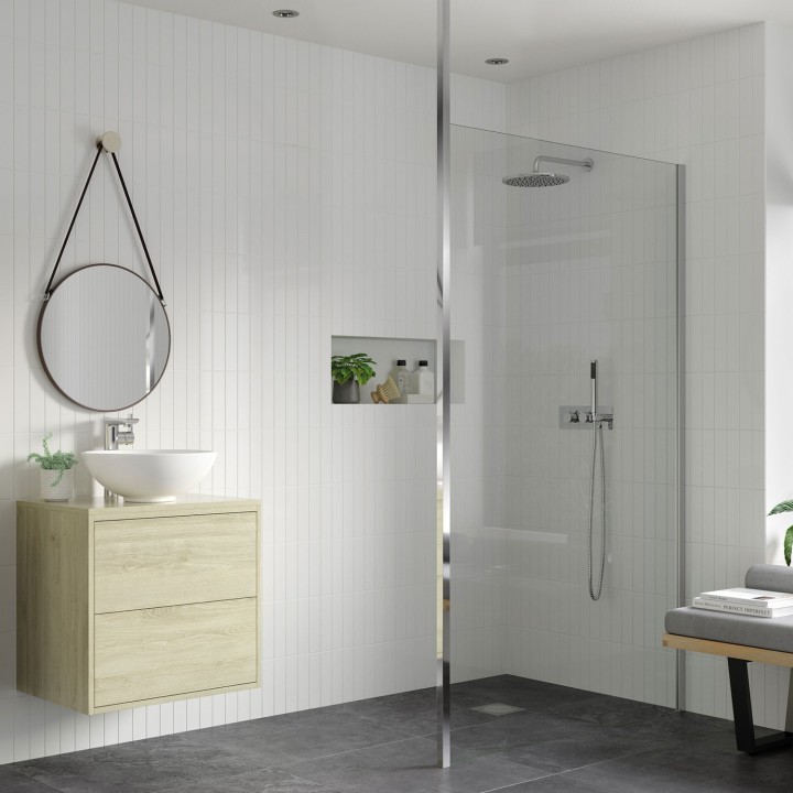 Lowri Chrome 8mm Wetroom Panels & Floor-to-Ceiling Pole