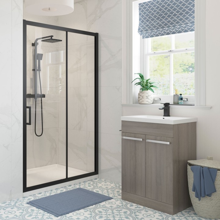 Elin Framed Black Sliding Shower Door 1000mm to 1700mm (w) - 7 Sizes