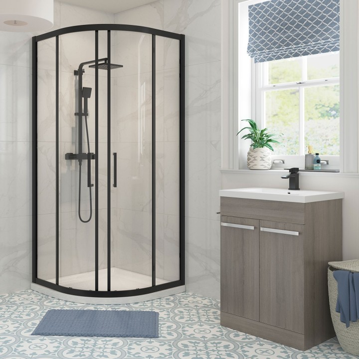 Elin Framed Black 2 Door Quadrant Shower Enclosure - 2 Sizes