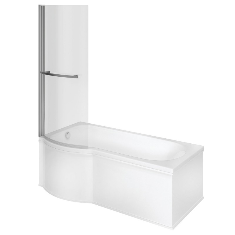 Fairmont P Shape SUPERCAST Bath with Panel and Shower Screen