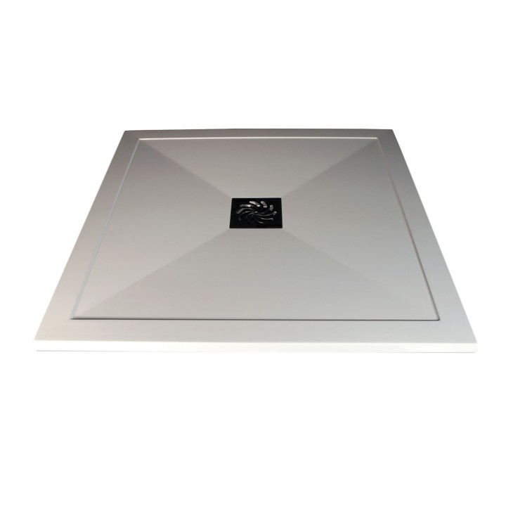 25mm (H) Ultra-Slim Square Trays Includes Chrome Waste   - 800mm to 900mm (W) - Mid Waste Location (2 Sizes)