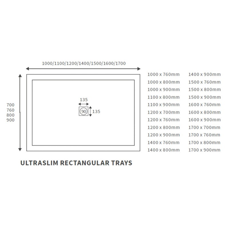 25mm Ultra-Slim Rectangular Shower Trays