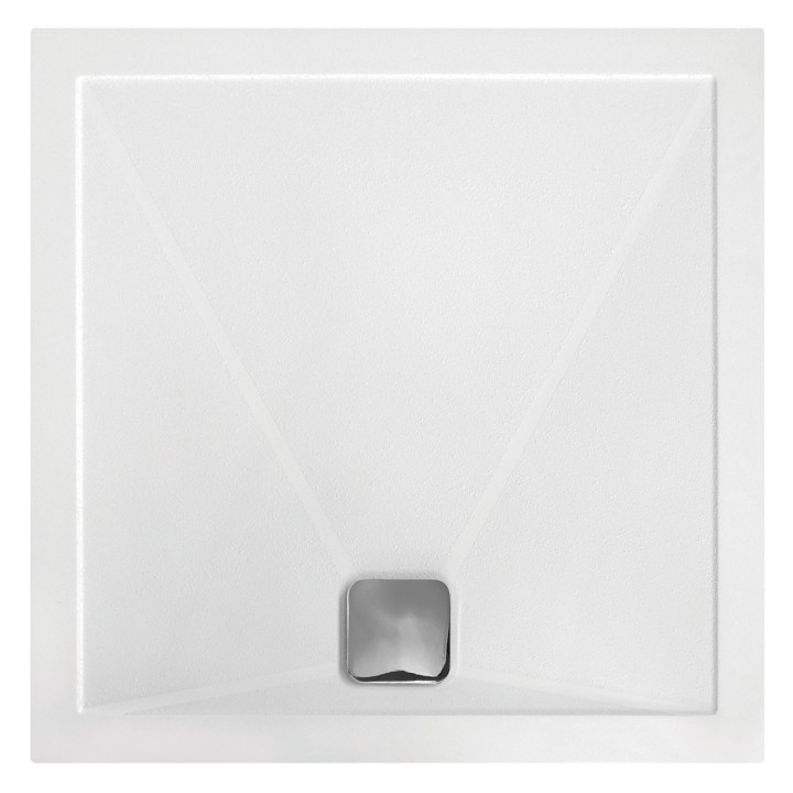 28mm (H) Anti-Slip Ultra-Slim Square Trays Includes Chrome Waste  - 800mm to 900mm (W) - Edge Waste Location (2 Sizes)