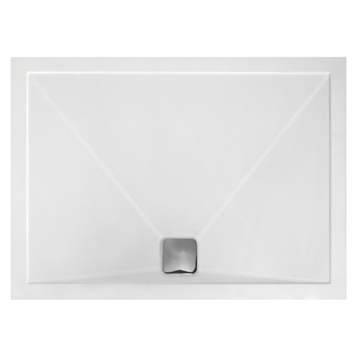 28mm (H) Anti-Slip Rectangular Shower Trays Inlucdes Chrome Waste - 1000mm to 1700mm (W) - Edge Waste Location (7 Sizes)