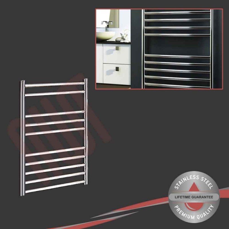 600mm (w) x 800mm (h) Polished Straight "Stainless Steel" Towel Rail