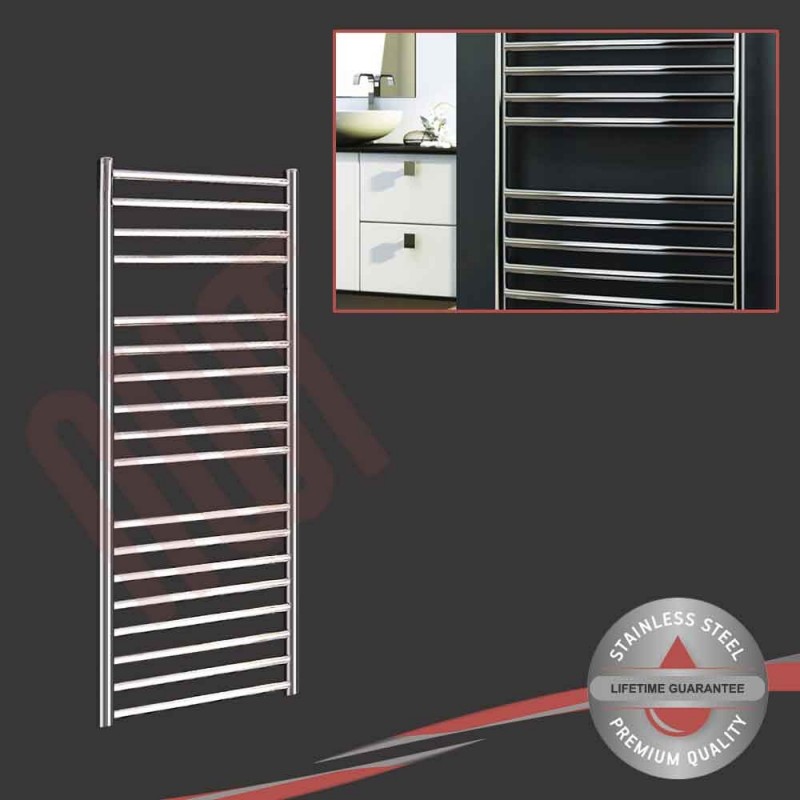 600mm (w) x 1400mm (h) Polished Straight "Stainless Steel" Towel Rail