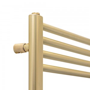900mm (w)  x 600mm (h) Electric "Straight Brushed Brass" Towel Rail (Single Heat Or Thermostatic Option)