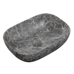 Aria 460mm (W) x 330mm (H) Ceramic Washbowl & Built In Waste - Grey Marble Effect
