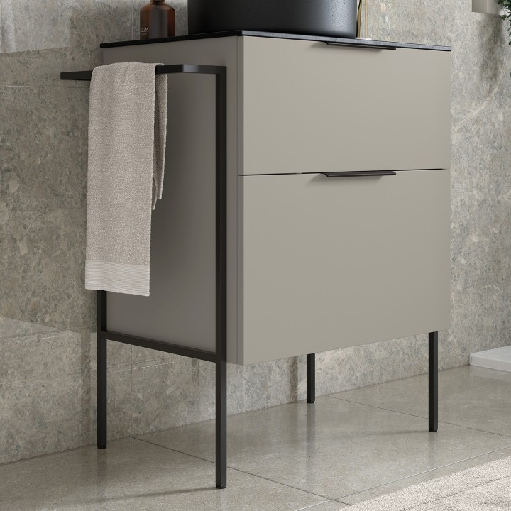 Yamagata Optional Frame with Integrated Towel Rail - Brushed Brass