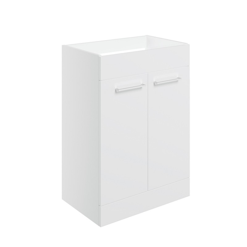 Naha 590mm (W) x 830mm (H) x 450mm (D) Freestanding 2 Door Basin Unit (No Top) - White Gloss