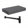 Kenzo 800mm (W) x 100mm (H) x 460mm (D) Wall Hung Grey Marble Basin Shelf & Black Bottle Trap