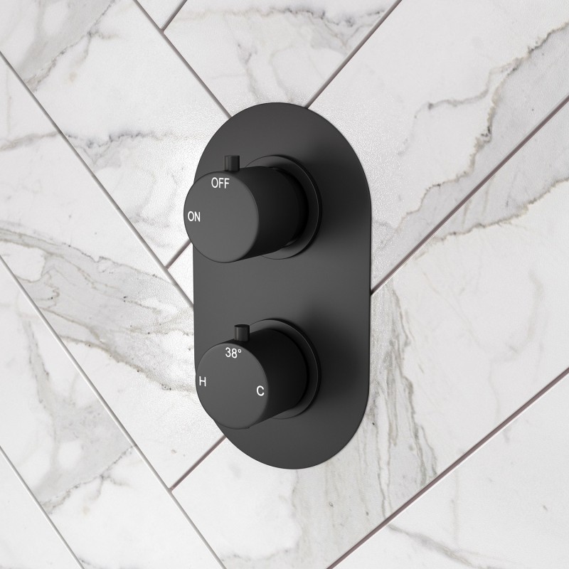 Single Outlet Twin Shower Valve - Matt Black