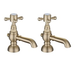 Shergar Brushed Brass Hot & Cold Basin Pillar Taps