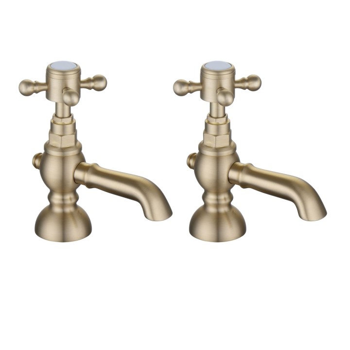 Shergar Brushed Brass Hot & Cold Basin Pillar Taps