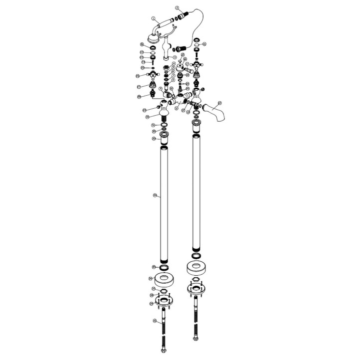 Shergar Brushed Brass Traditional Freestanding Twin Lever Bath/Shower Mixer & Hand Shower