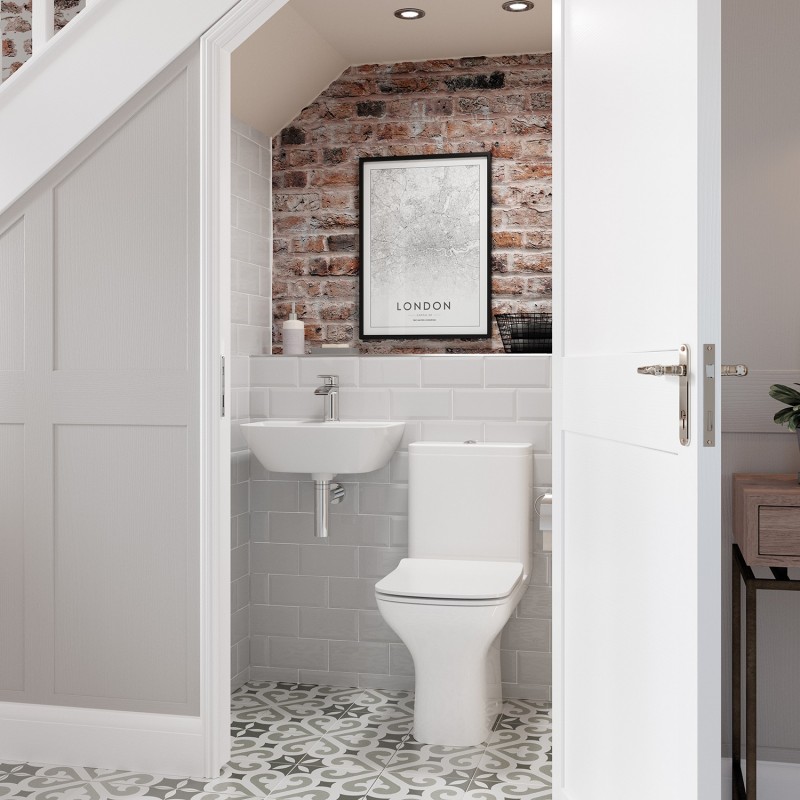 Parma Close Coupled Open Back WC & Wrapover Soft Close Seat