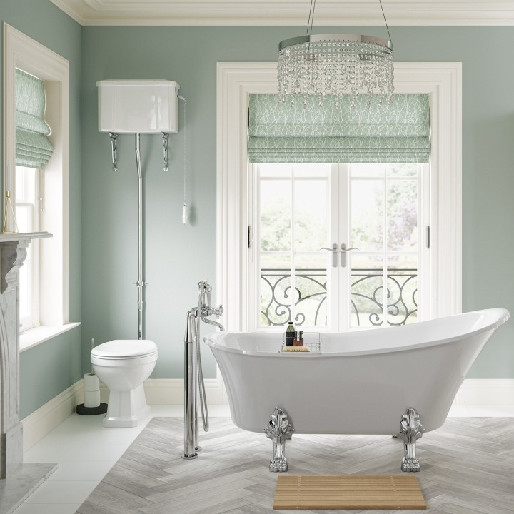 Bari High Level Open Back WC With Brushed Brass Finish & Soft Close Seat