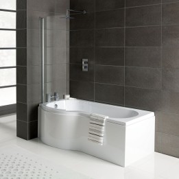 P-Shape Shower Bath with Panels & Screen (Left or Right Hand) - 1700mm(l) x 850mm(w) x 410mm(h)