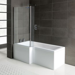 L-Shape Shower Bath with Panels & Screen (Left or Right Hand) - 1700mm(l) x 850mm(w) x 410mm(h)