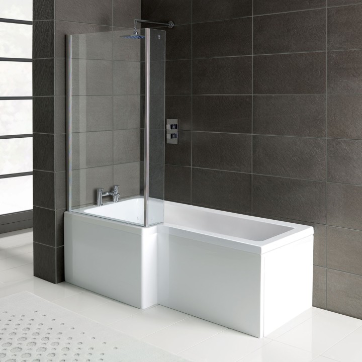 L-Shape Shower Bath with Panels & Screen (Left or Right Hand) - 1700mm(l) x 850mm(w) x 410mm(h)