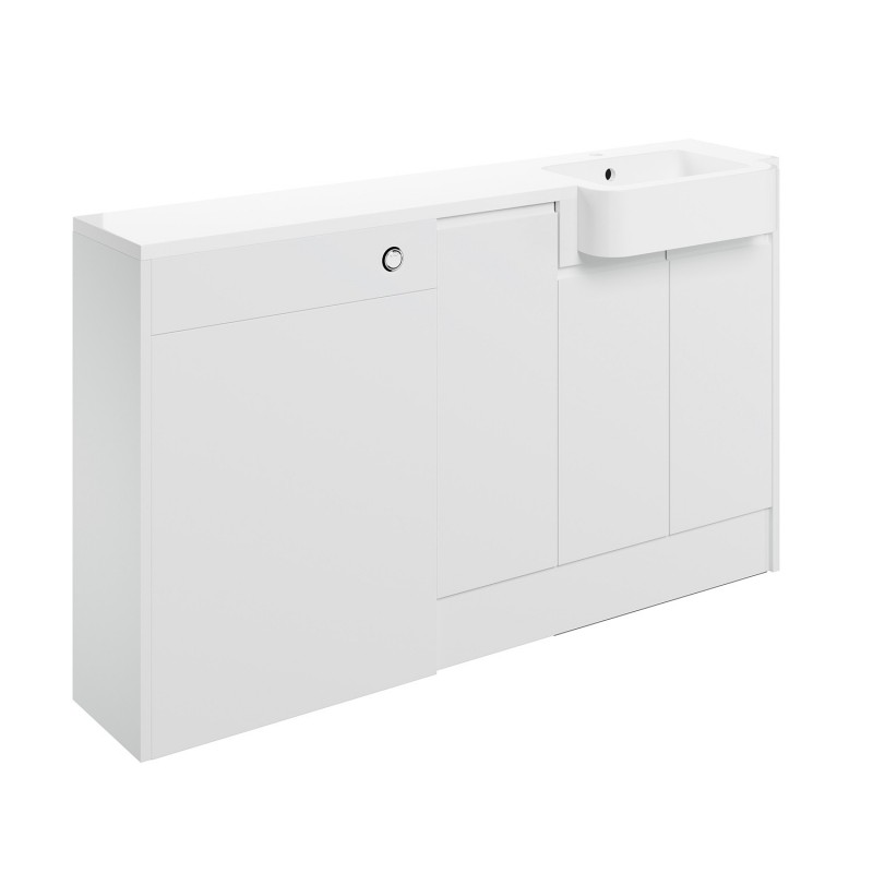 Nagoya 1542mm (W) x 900mm (H) x 421mm (D) Basin WC & 1 Door Unit Pack - White Gloss